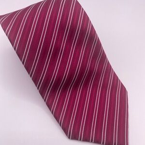 Charvet Burgundy and White Striped Tie